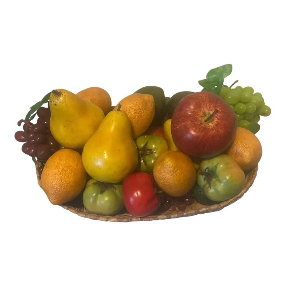 Vintage  Artificial Fruits Apple Grapes Lemon Lime Tomato MCM Country Farmhouse